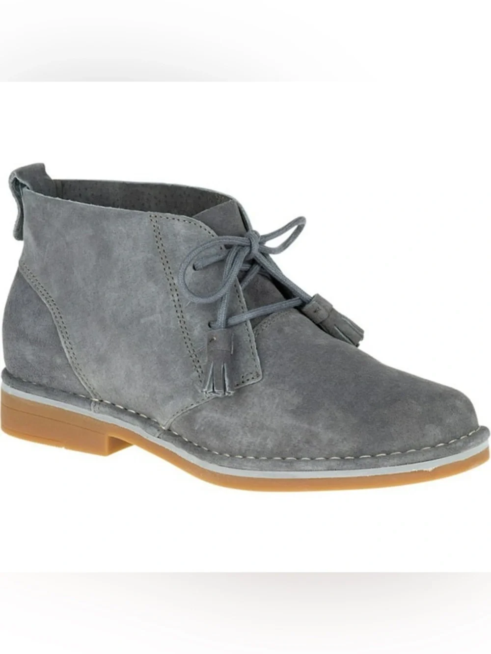 Hush Puppies Cyra Catelyn Smoke Gray Suede Lace Up Ankle Boots 6.5